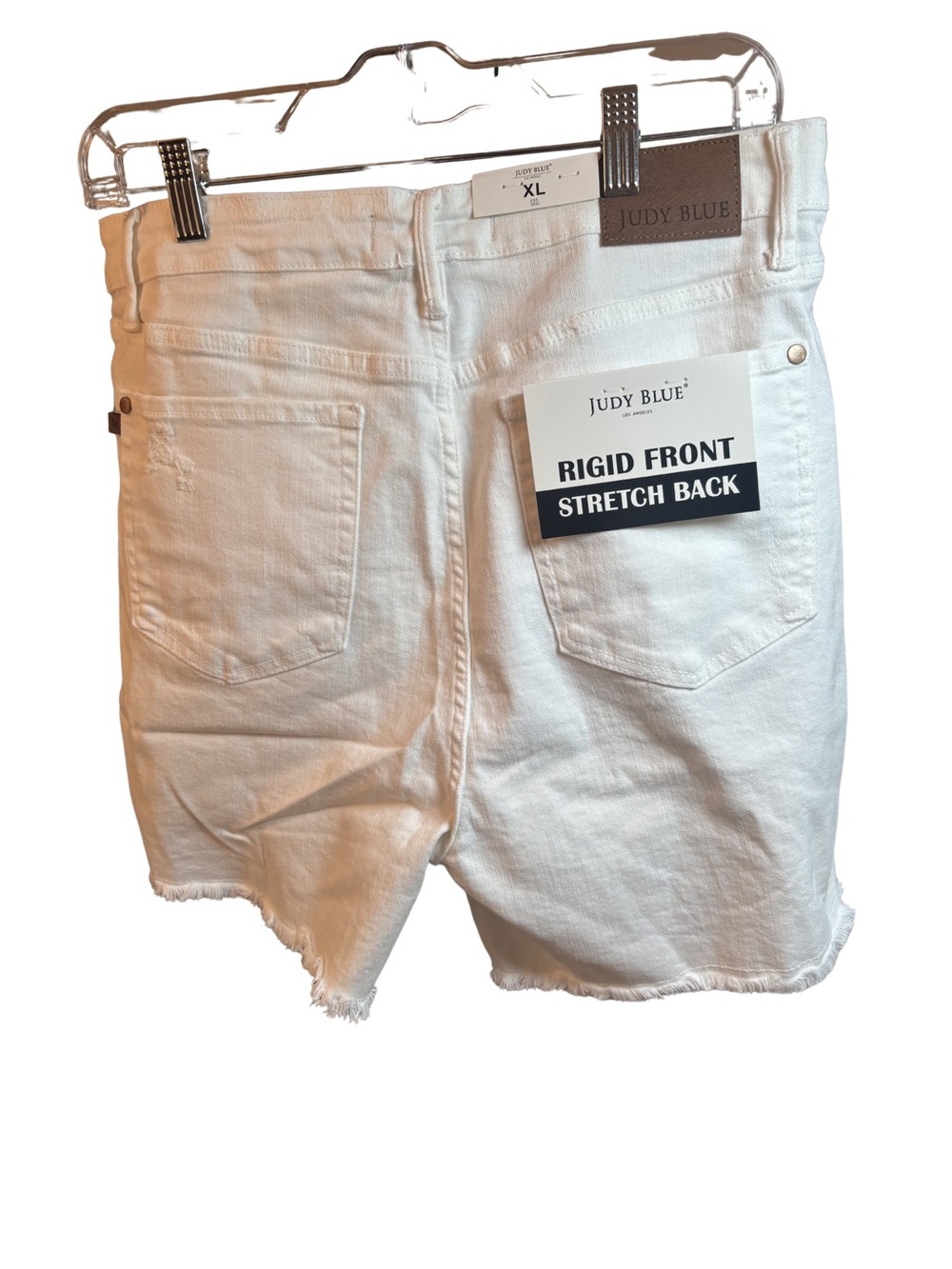 Judy Blue XL White Distressed Denim Cutoff Boho Cotton Shorts New - Picture 4 of 14